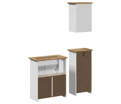 Trīsdaļīgs Vannasistabas Skapītis Bodo, Balts Un Brūns Vidaxl Trīsdaļīgs Vannasistabas Skapītis Bodo, Balts Un Brūns Vidaxl