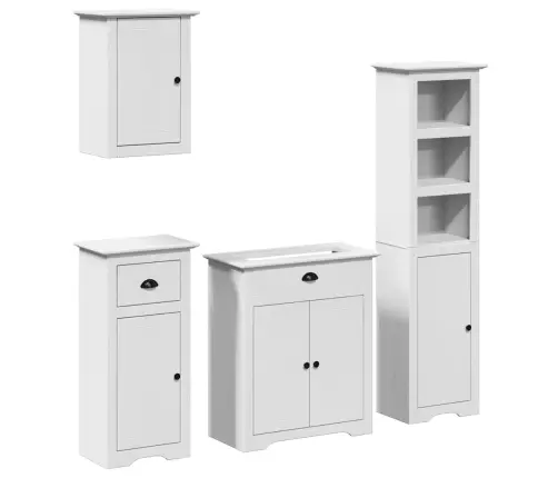 4-Osaline Vannitoa Mööblikomplekt Bodo, Valge, Männipuit