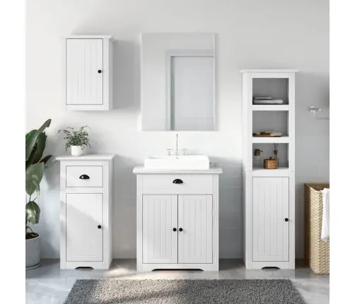 4-Osaline Vannitoa Mööblikomplekt Bodo, Valge, Männipuit