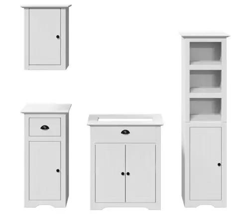 4-Osaline Vannitoa Mööblikomplekt Bodo, Valge, Männipuit