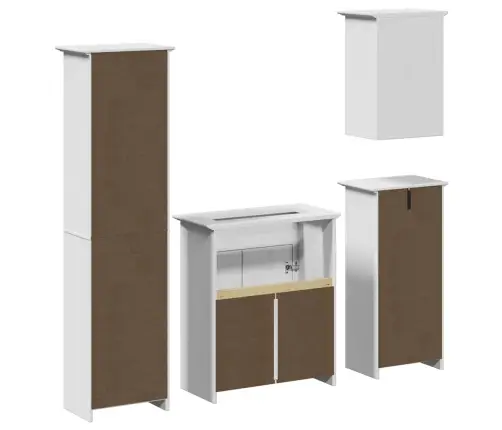 4-Osaline Vannitoa Mööblikomplekt Bodo, Valge, Männipuit