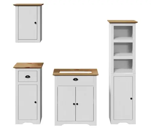 4-Osaline Vannitoa Mööblikomplekt Bodo, Männipuit