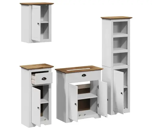 4-Osaline Vannitoa Mööblikomplekt Bodo, Männipuit