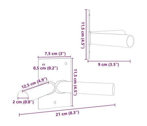 Vėliavos Stiebo Laikiklis Juoda 11,5 X 7,5 X 0,2 Cm Plienas