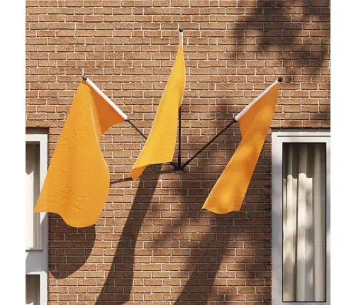 Karoga Stiprinājums 3 Karogiem Sienā, Melns Tērauds Vidaxl