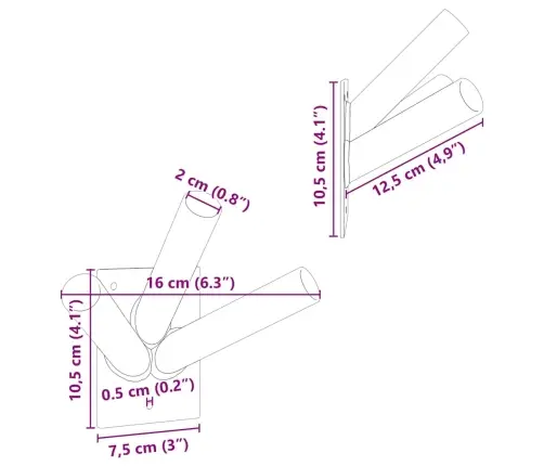 Karoga Stiprinājums 3 Karogiem Sienā, Melns Tērauds Vidaxl