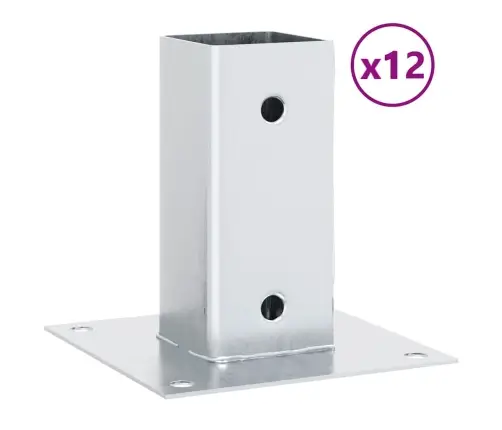 Statu Pamatnes Kvadrāts 12Gb Sudrabs 71X71 Mm Cinkots Tērauds Vidaxl