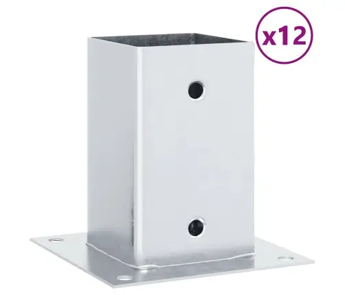 Statu Pamatnes Kvadrāts 12Gb Sudrabs 81X81 Mm Cinkots Tērauds Vidaxl