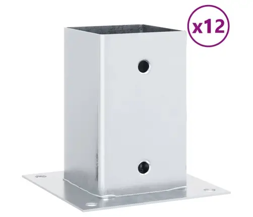 Statu Pamatnes Kvadrāts 12Gb Sudrabs 91X91 Mm Cinkots Tērauds Vidaxl