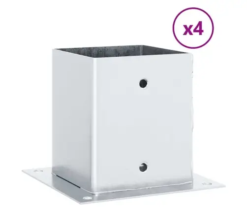 Statu Pamatnes Kvadrāts 4 Gab Sudrabs 101X101Mm Cinkots Tērauds Vidaxl