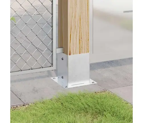 Statu Pamatnes Kvadrāts 4 Gab Sudrabs 101X101Mm Cinkots Tērauds Vidaxl