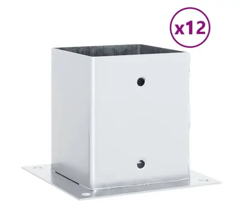 Statu Pamatnes Kvadrāts 12Gb Sudrabs 101X101 Mm Cinkots Tērauds Vidaxl