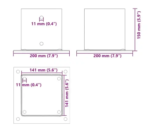 Postialused Ruudukujulised 12 Tk, 141X141 Mm, Tsingitud Teras