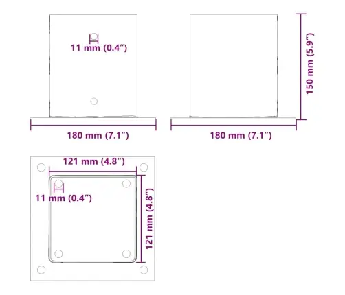 Postialused Ruudukujulised 12 Tk, Antratsiit, 121X121 Mm