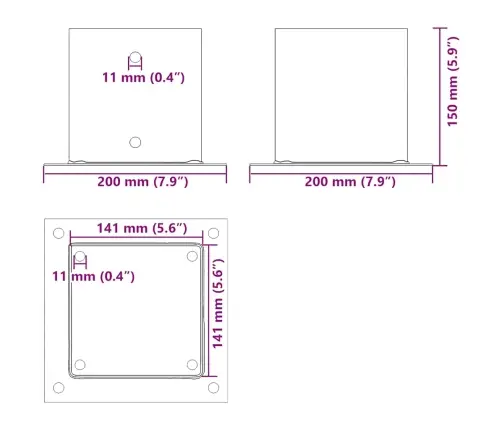 Postialused Ruudukujulised 12 Tk, Antratsiit, 141X141 Mm