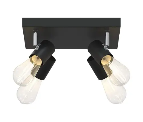 Griestu Prožektors 4 Veidu Regulējamais Melns E27 Vidaxl