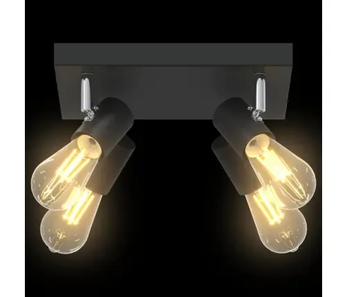 Griestu Prožektors 4 Veidu Regulējamais Melns E27 Vidaxl