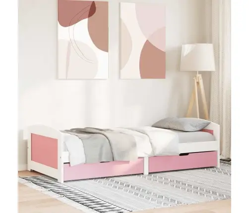 2 Sahtliga Päevavoodi Ilma Madratsita Valge Ja Roosa 90X200 Cm