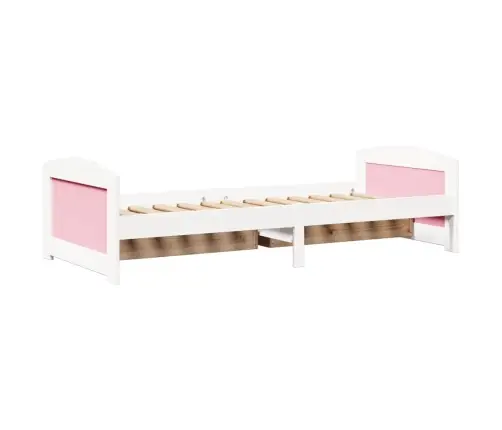 2 Sahtliga Päevavoodi Ilma Madratsita Valge Ja Roosa 90X200 Cm