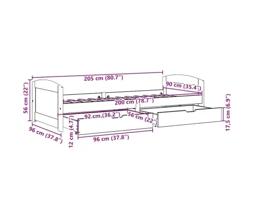 2 Sahtliga Päevavoodi Ilma Madratsita Valge Ja Roosa 90X200 Cm