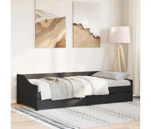 Lova Su 2 Stalčiais Be Čiužinio Irun, Juoda, 90X200Cm