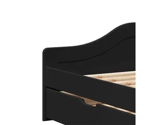 Lova Su 2 Stalčiais Be Čiužinio Irun, Juoda, 90X200Cm