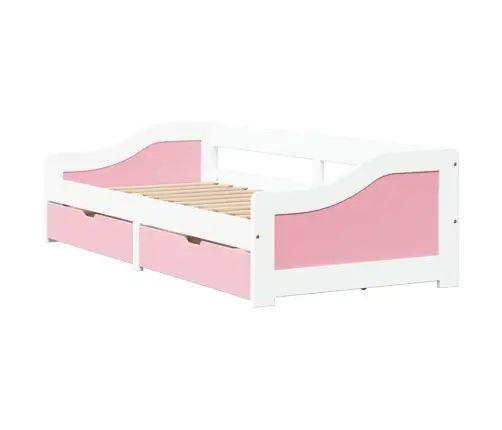 Dienas Gulta 2 Atvilktnēm Bez Matrača Irun Balts Rozā 90X200 Cm Vidaxl