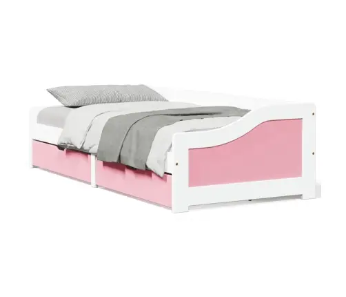 Dienas Gulta 2 Atvilktnēm Bez Matrača Irun Balts Rozā 90X200 Cm Vidaxl