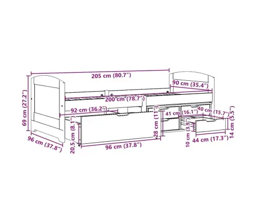 5 Sahtliga Päevavoodi Ilma Madratsita Valge Ja Roosa 90X200 Cm