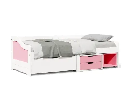 Dienas Gulta 3 Atvilktnēm Bez Matrača Irun Balts Rozā 90X200 Cm Vidaxl