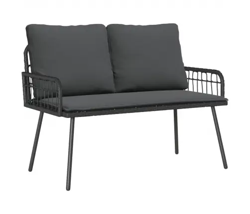 Dārza Sola Melns 114X64X78 Cm Poliestera Rotangpalma Vidaxl