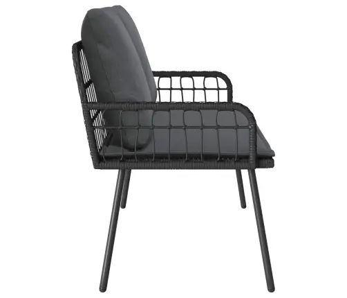 Dārza Sola Melns 114X64X78 Cm Poliestera Rotangpalma Vidaxl