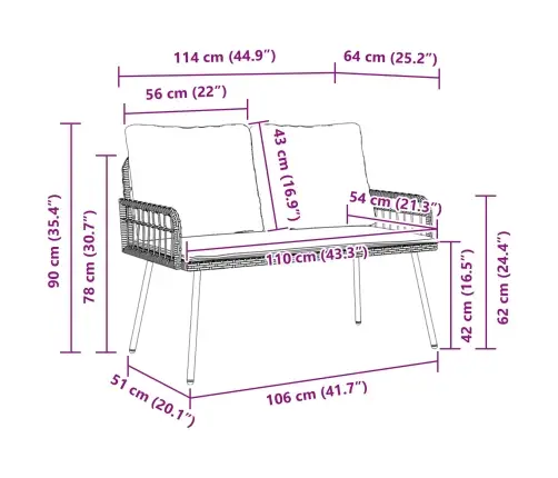 Dārza Sola Melns 114X64X78 Cm Poliestera Rotangpalma Vidaxl