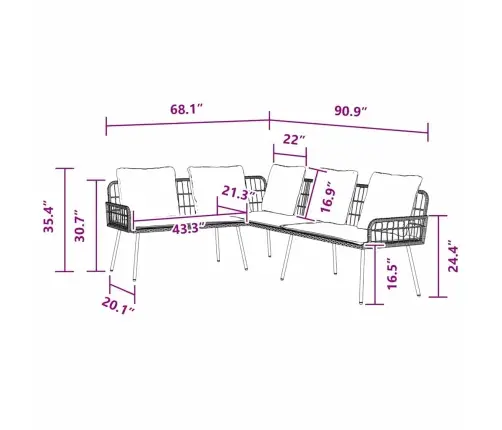 Sofa Su Pagalve Ruda 61.5 X 123 X 82Cm Metalas