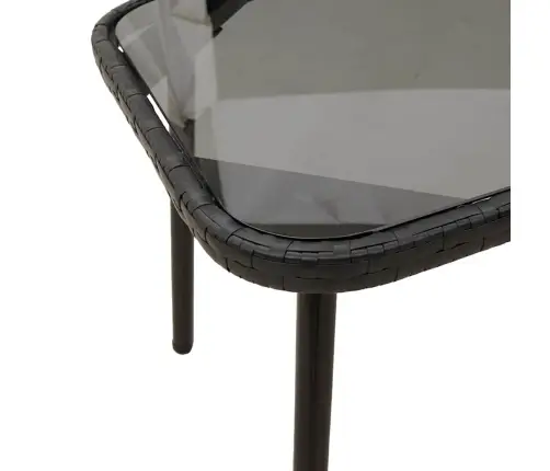 Kavos Staliukas Juoda 90 X 45 X 43 Cm Poliratanas Ir Stiklas