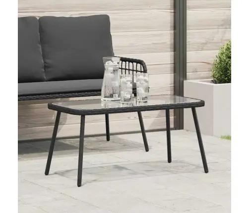 Kavos Staliukas Juoda 90 X 45 X 43 Cm Poliratanas Ir Stiklas