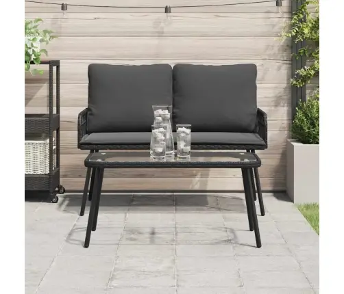 Kavos Staliukas Juoda 90 X 45 X 43 Cm Poliratanas Ir Stiklas