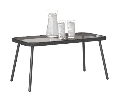 Kohvilaud Must 90 X 45 X 43 Cm Polürotang Ja Klaas