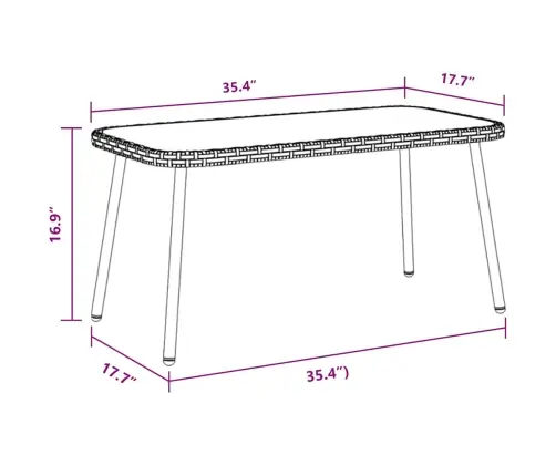 Kavos Staliukas Juoda 90 X 45 X 43 Cm Poliratanas Ir Stiklas