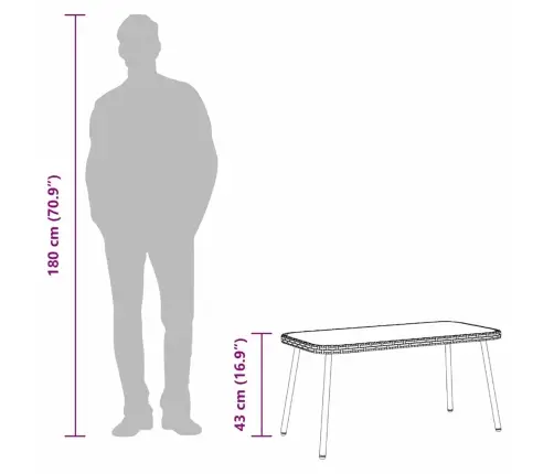 Kavos Staliukas Juoda 90 X 45 X 43 Cm Poliratanas Ir Stiklas