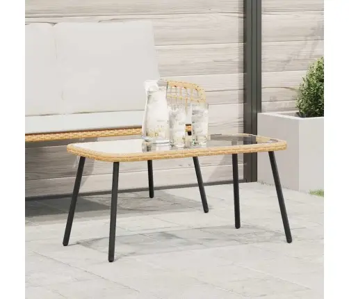 Kafijas Galds Dabīgs 90X45X42 Cm Polietilēna Rotangpalma Vidaxl