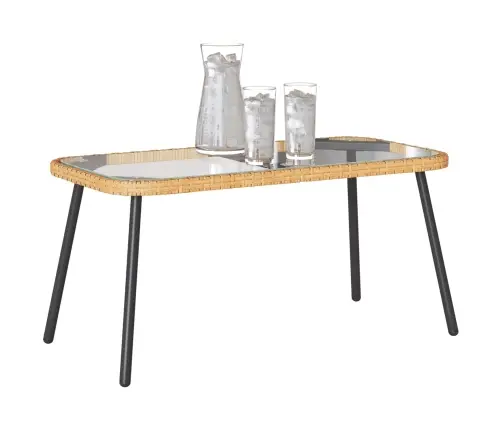 Kafijas Galds Dabīgs 90X45X42 Cm Polietilēna Rotangpalma Vidaxl