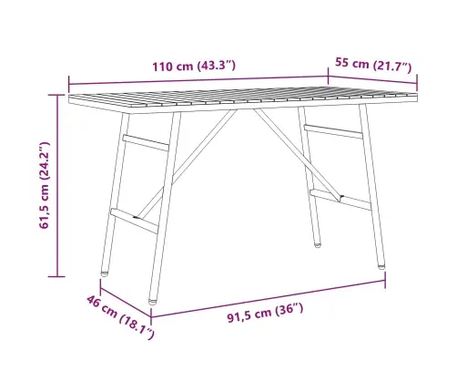Ēdamgalds - Melns, 110X55X62 Cm, Izgatavots No Solidā Akācijas Masīvkoka Vidaxl
