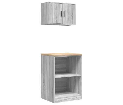 Garažo Spintos, 2Vnt., Pilkos, Mediena