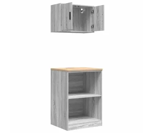 Garažo Spintos, 2Vnt., Pilkos, Mediena