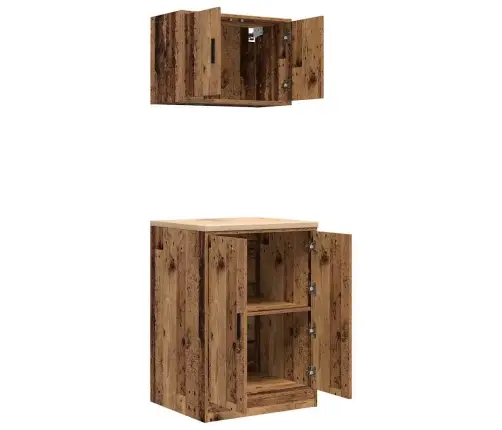 Garāžas Skapji, 2 Gab., Veci Dēļi, Inženierijas Koks Vidaxl