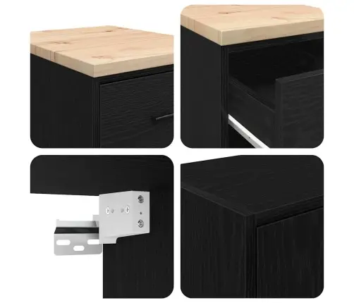 Garažo Spintos, 2Vnt., Juoda, Mediena