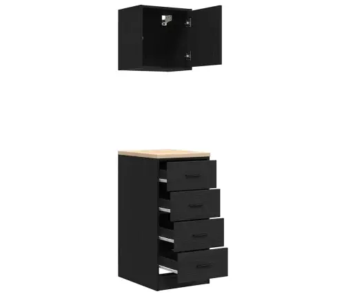 Garažo Spintos, 2Vnt., Juoda, Mediena