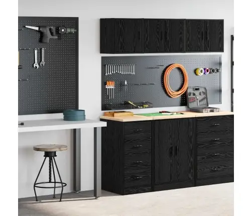 Garažo Spintos, 2Vnt., Juoda, Mediena