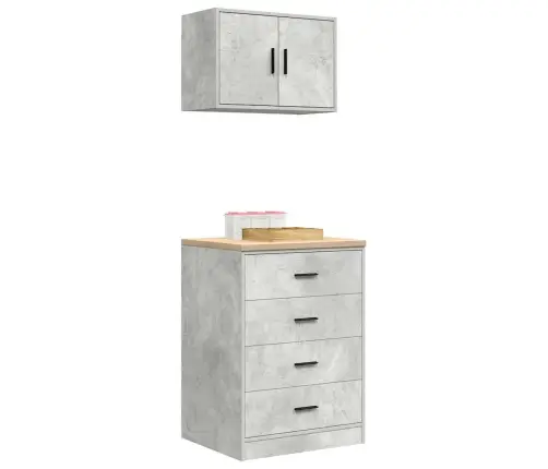 Garāžas Skapji, 2 Gab., Betona Pelēki, Inženierijas Koks Vidaxl